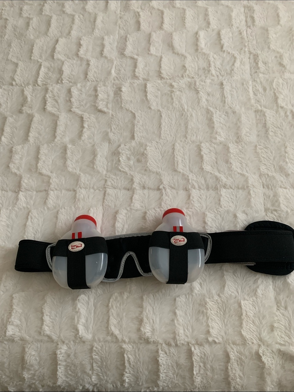 FuelBelt Dual Bottle Running Waist Pack - Black and White with Red Accents